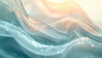 Obraz premium Flowing abstract waves in oceanic tones underwater scene digital art serene environment close-up view tranquility concept