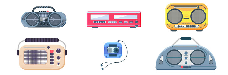 Cassette with colourful stripes and plastic detail in retro 1980s style for music nostalgia creative sound flat style background bold colours media emotion fun old school digital artistic object

