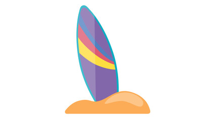 Vibrant surfboard awaits summer waves pure beach bliss