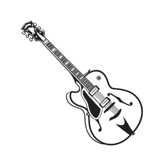 Guitars vector art illustration. Electric and acoustic, bass, Cartoon music instrument, rock jazz guitar silhouette, music band guitars set of different colors vector.