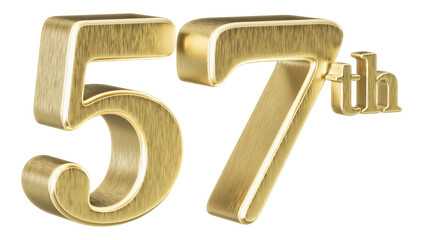 57th Anniversary Golden Number 3D Illustration