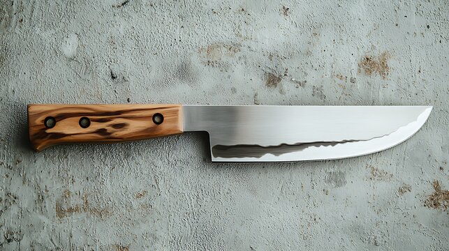 Knife with a wooden handle and a silver blade