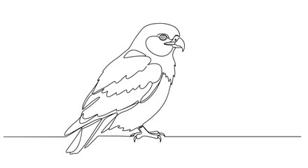 Fototapeta premium Outline illustration of a bird sitting on a branch 