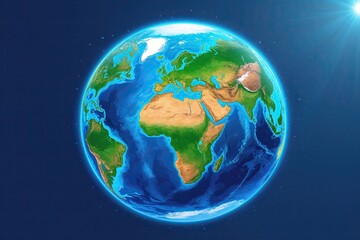Fototapeta premium Vibrant Ocean Blue Earth Illustration Stunning Digital Geography Landscape