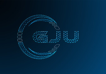 GJU low poly letter logo vector design. GJU lower poly logo design. Low poly logo.