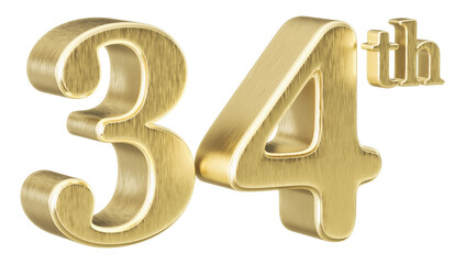 Obraz premium 34th Anniversary Golden Number 3D Illustration