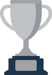 Silver Trophy Cup Flat Icon for Winner and Achievement Recognition	