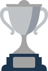 Silver Trophy Cup Flat Icon for Winner and Achievement Recognition	