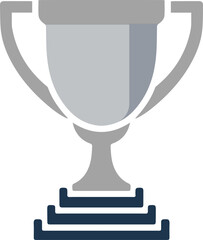 Silver Trophy Cup Flat Icon for Winner and Achievement Recognition	