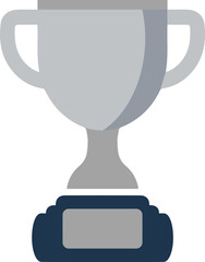Silver Trophy Cup Flat Icon for Winner and Achievement Recognition	