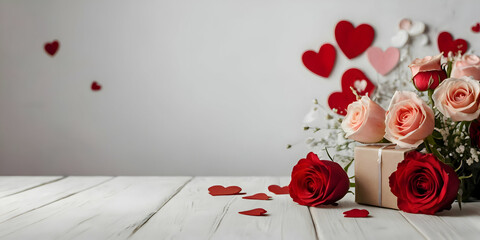 red rose on wooden background