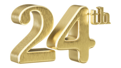 24th Anniversary Golden Number 3D Illustration