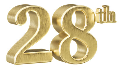 28th Anniversary Golden Number 3D Illustration