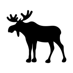 moose animal black silhouette icon - designs for jungle animals moose Safaris, wildlife, rainforest, vector on a white transparent.