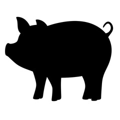 pig animal black silhouette icon - designs for jungle animals pig Safaris, wildlife, rainforest, vector on a white transparent.