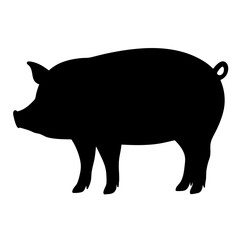 pig animal black silhouette icon - designs for jungle animals pig Safaris, wildlife, rainforest, vector on a white transparent.