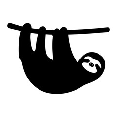 sloth animal black silhouette icon - designs for jungle animals sloth Safaris, wildlife, rainforest, vector on a white transparent.