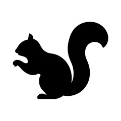 squirrel animal black silhouette icon - designs for jungle animals squirrel Safaris, wildlife, rainforest, vector on a white transparent.