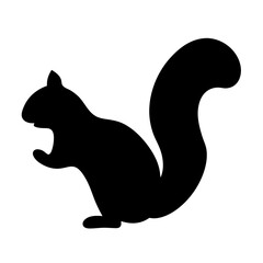 squirrel animal black silhouette icon - designs for jungle animals squirrel Safaris, wildlife, rainforest, vector on a white transparent.