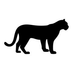 tiger animal black silhouette icon - designs for jungle animals tiger Safaris, wildlife, rainforest, vector on a white transparent.