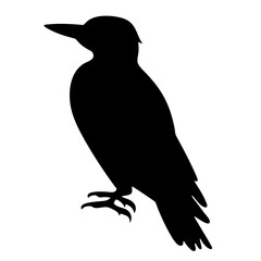 woodpecker animal black silhouette icon - designs for jungle animals woodpecker Safaris, wildlife, rainforest, vector on a white transparent.