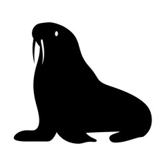 walrus animal black silhouette icon - designs for jungle animals walrus Safaris, wildlife, rainforest, vector on a white transparent.