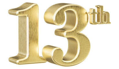 Obraz premium 13th Anniversary Golden Number 3D Illustration