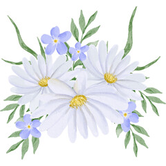 Bouquet of White Daisy Ornament Watercolor