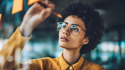 professional facilitating creative strategy workshop with sticky notes and wireframes