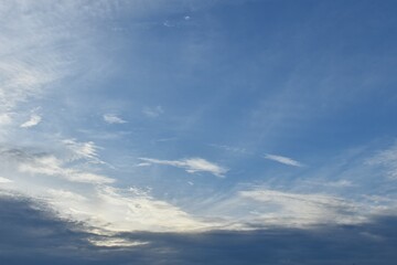 dark rain cloud floating on sky at sunset in evening