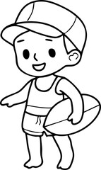 Cartoon Boys and girls Elements Travel to the sea Summer Character Illustration