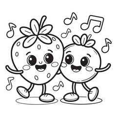 Fun and Easy Strawberry and Berry Friends Coloring Page for Kids