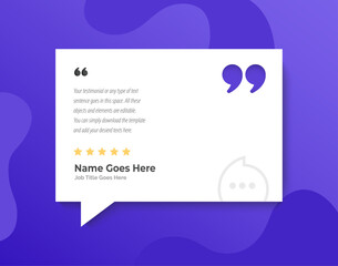 Creative Testimonial templates, Empty speech bubbles, What our Clients Say, Quote, Review, Feedback, Infographic Template, Label, editable text box layout, recommendation note