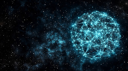 Networked globe in space with starry background for technology concept design