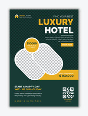 Luxury Hotel Services Promotional Flyer Template, Elegant Travel & Hospitality Design