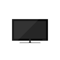 Television screen with lcd flat panel in realistic style for digital video display smart device black hd monitor home entertainment electronic glossy symbol design widescreen vector illustration

