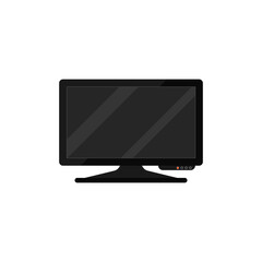 Fototapeta premium Digital lcd television screen in widescreen format with stylish glossy panel futuristic symbol flat black video media computer technology transparent design resolution isolated background