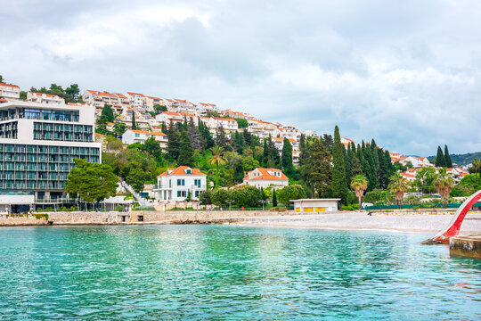 Lapad Beach in Dubrovnik. Croatia