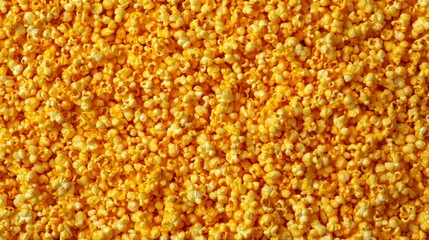 Overhead View of Yellow Popcorn Texture Rich Detail Heap with Delicious and Bright Colors for Snack Lovers and Movie Nights Full Frame Food Background