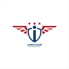 Shield emblem vector with stars logo icon design.