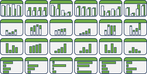 棒グラフのグラフィック素材イラストセット