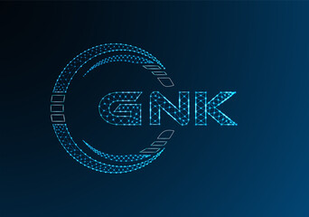 GNK low poly letter logo vector design. GNK lower poly logo design. Low poly logo.