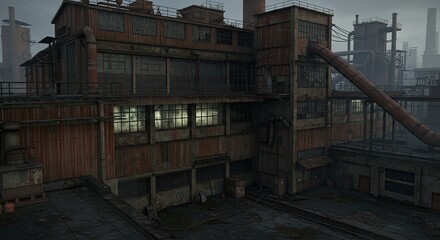 Dilapidated industrial complex stands testament to time and technological decay