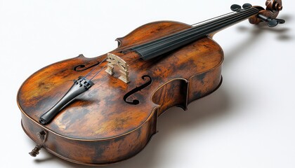 Fototapeta premium Vintage Cello on White Background