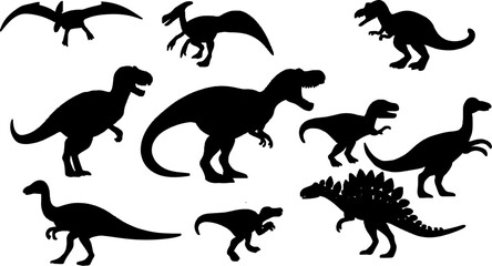 dinosaur, animal, vector, black, jurassic, wildlife
