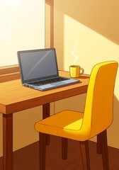 Fototapeta premium Golden Hour Workspace