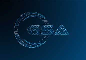 GSA low poly letter logo vector design. GSA lower poly logo design. Low poly logo.