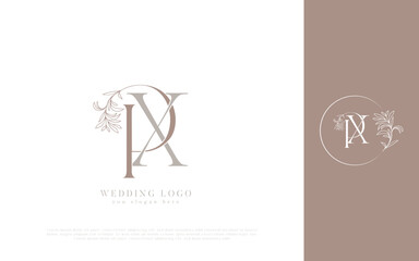 PX Wedding Logo with Floral Wreath