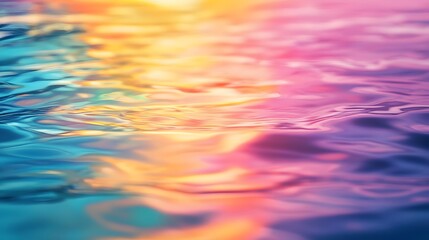 The water is a beautiful mix of colors, creating a sense of calm and serenity. The image captures the essence of a peaceful moment in nature, where the water's reflection of the sky