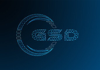 GSD low poly letter logo vector design. GSD lower poly logo design. Low poly logo.